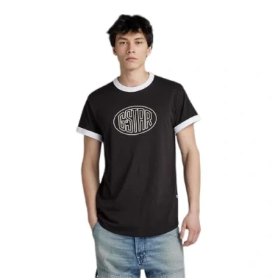Image of G Star Men&#039;s Lash Graphic Ringer T Shirt, black (dk D23900 336 6484), XS