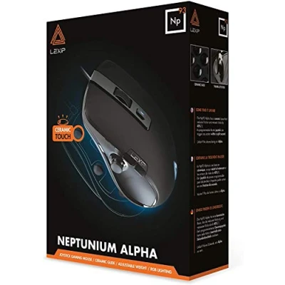 Image of Lexip Np93 Alpha Gaming Mouse with internal 2 axis joystick ultimate glide ceramic pads + adjustable weight 12 programmable buttons, Black