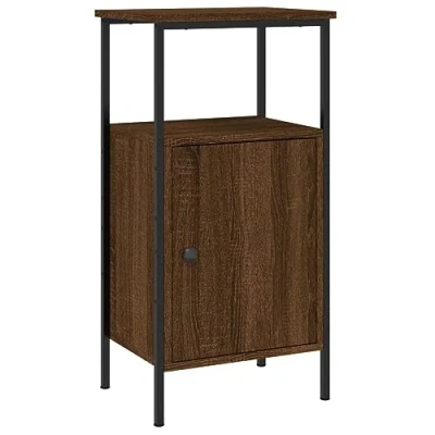 Image of vidaXL Bedside Cabinet Side Bed Table Nightstand Brown Oak Engineered Wood