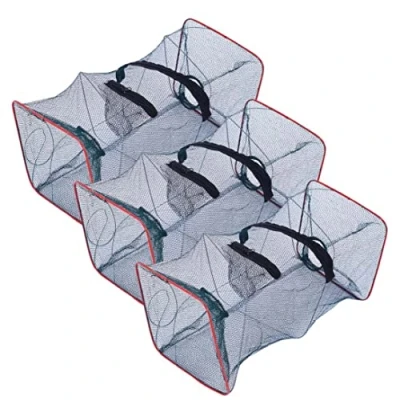 Image of fish traps 3PCS Foldable Nylon minnow trap with 2 Holes Portable crawfish Outdoor fishing Net for Crayfish Crab Lobster Shrimpminnow