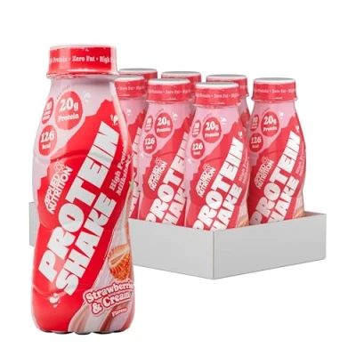 Image of Applied Nutrition Protein Shakes High Shake Ready To Drink, Drink With 20g Of Protein, Low Fat Shake, On The Go Bottle 8 x 330ml (Strawberry)