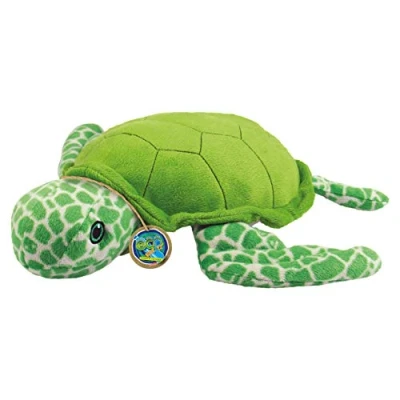 Image of EcoBuddiez Sea Turtle from Deluxebase. Small 20cm Soft Plush Animals made Recycled Plastic Bottles. Eco Friendly Cuddly Gift for Kids and Cute Stuffed Animal Toy Toddlers.