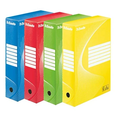 Image of Esselte 128403 A4 Standard Archiving Box, Multicolour Pack of 10