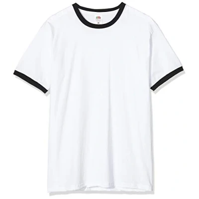 Image of Fruit of the Loom Men&#039;s Ringer Premium T Shirt, White/Black, XX Large