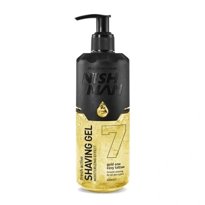 Image of Nishman Transparent Shaving Gel with Pump for Men, Women, 400 ml Moisturizing and Smooth Experience