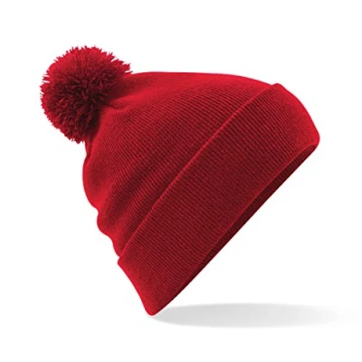 Image of Beechfield Cuffed Design Original Pom Beanie Classic Red