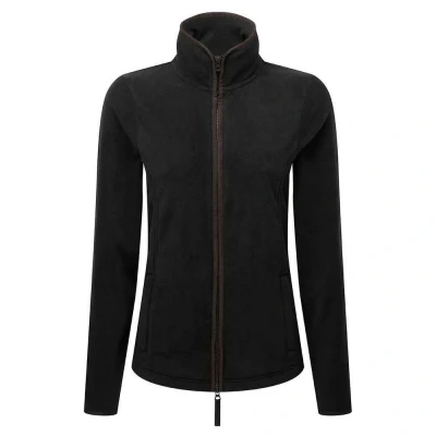 Image of Premier Womens/Ladies Artisan Contrast Trim Fleece Jacket (Black/Brown) Size Large