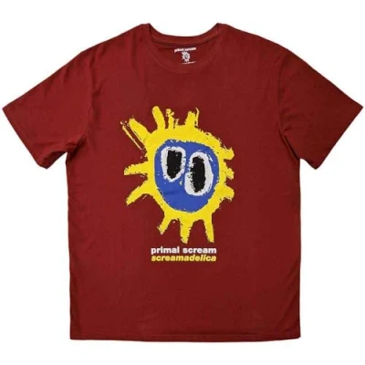 Image of Paradiso Clothing Primal Scream Screamadelica Print Tshirt, Women&#039;s, Size: Small, Red