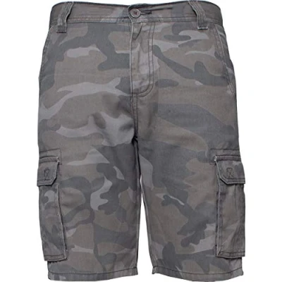 Image of KZS116 Enzo Jeans Mens Cargo Camo Shorts Summer Army Combat Camouflage Chino Half Pants Grey 34