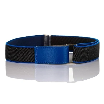 Image of Childrens 1 6 Years fully adjustable Elasticated Belt with Velcro Fastening Black/Royal Blue