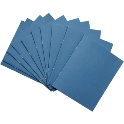 Image of Rhino A5+ Exercise Books, 48 Page / 8mm Lined with Margin Paper Notebook, 10 Pack, 9 x 7 Writing Book, Office &amp; School Stationery Supplies, Light Blue