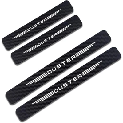 Image of EAGLEG 4 pcs Car Door Sill Protector Strips for Ren ault Dacia Duster, Carbon Fiber Threshold Stickers Kick Plates Trim Film Auto Body Styling Accessory,White