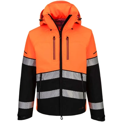 Image of Portwest EV4 Hi Vis Shell Jacket (3L) Orange/Black Small