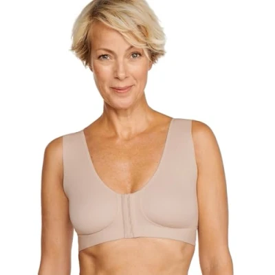 Image of Naturana Womens Wellness Front Fastening Soft Cup Bra Beige Cotton Size 42A