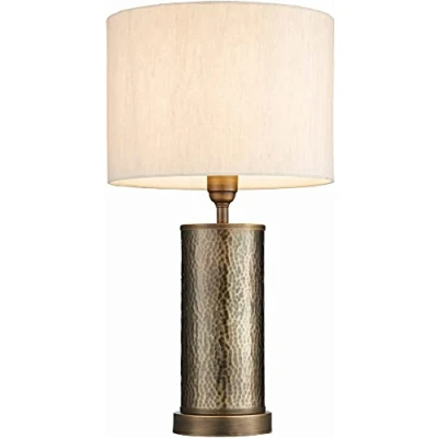 Image of Indara 1 Light Table Lamp Aged Bronze, Hammered Bronze Plate, E27