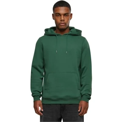 Image of Build Your Brand Men&#039;s By011 heavy Hoody Hooded Sweatshirt, Dark Green, XS
