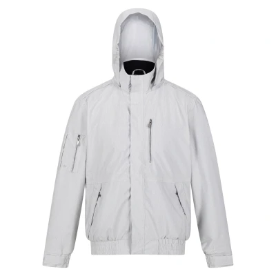 Image of Regatta Mens Feelding Linear Waterproof Bomber Jacket (Silver Grey) Size Small