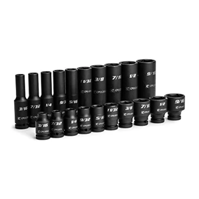 Image of Capri Tools 1/4 in. Drive Shallow and Deep Impact Socket Set, 3/16 to 9/16 in, SAE, 20 Piece