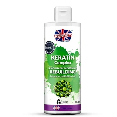 Image of RONNEY Keratin Treatment Conditioner for Fine, Brittle Hair Salon Strengthens &amp; Adds Shine Rebuilding Thickening Products Women 300 ml