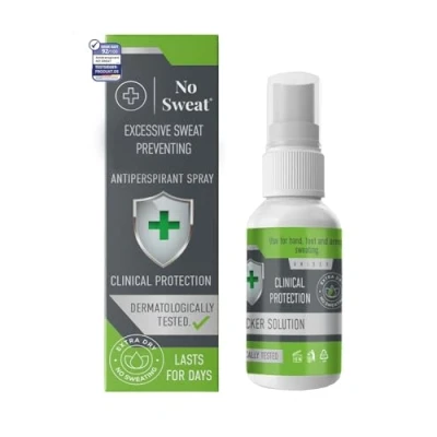 Image of No Sweat Maximum Strength Clinical Antiperspirant Spray, Strong Deodorant for Excessive Sweating &amp; Hyperhidrosis Treatment, Lasts up to 7 Days 50 ML Packing May Vary