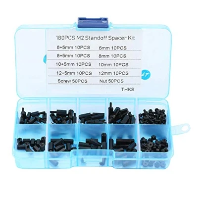 Image of M2 Standoff Kit,180pcs Black Male Female Standoffs Screws Nuts Assortment Kit with Box