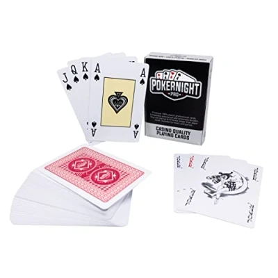 Image of Poker Night Pro Deck of Playing Cards UK Brand Plastic Waterproof (Red Backs) Premium Canasta (3 Jokers)