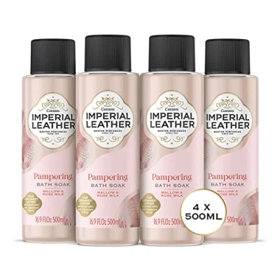 Image of Imperial Leather Pampering Bath Soak, Mallow and Rose Milk, Rich Creamy Bubble Bath, Gentle Skin Care, Bulk Buy, Pack of 4 x 500 ml