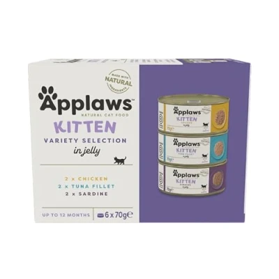 Image of Applaws Natural Cat Food, Kitten Multipack Chicken and Fish Selection in Jelly Tin, 6 x 70 g