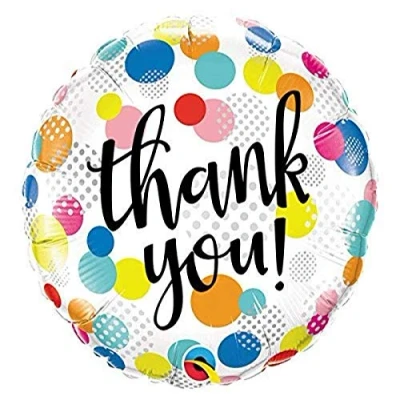 Image of Qualatex 49214 18&quot; Round Thank Upon Dots Foil Balloon 01ct, Multicolor