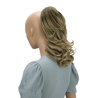 Image of CAISHA 14&quot; Natural Wavy Ponytail With Butterfly Clip Hairpiece Heat resistant Synthetic Fibres Brown Blonde Mix H125
