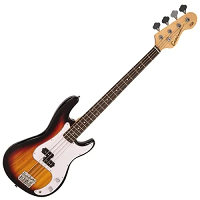 Image of Encore Blaster E40 Bass Guitar Sunburst Lightweight Solid Paulownia Body Split Single Coil Pickup Online Lessons Included Perfect Beginner