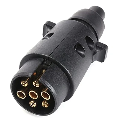 Image of SPARKMOTO 7 Pin Trailer Plug Male,12V 7Pin Male Waterproof Light Connector,Trailer Towbar Towing Connector For RV Car Semitrailers Motorhome Caravan Adapter plug(Rubber Cap)