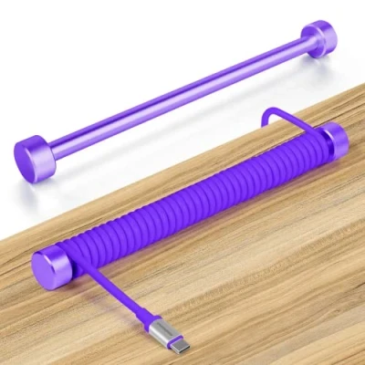Image of Custom Coiled Keyboard Cable Metal Winder, Solid Aluminum Alloy Fixed Rod for USB C Cable, Coil Decorative Mechanical Gaming Keyboard, Anodized Surface, Most Aviator Purple