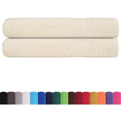 Image of vidaXL Towels 2 pcs Cream 100x200 cm 360 gsm 100% Cotton