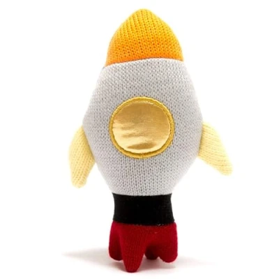 Image of Knitted Space Rocket Baby Rattle, Suitable from Birth
