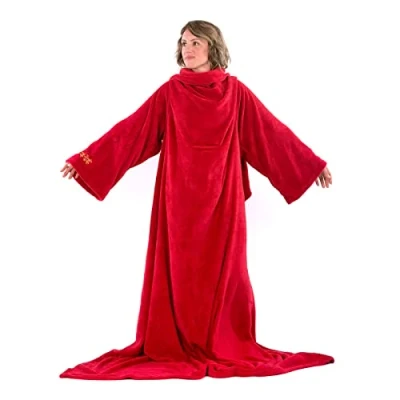 Image of Snug Rug DELUXE Blanket With Sleeves GENUINE SnugRug Sleeved Blankets 260gsm Luxury Cosy Super Soft Coral Fleece Fabric Long Oversized &amp; Pouch Pocket Adults Size (Red)