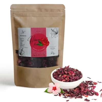 Image of Dried Hibiscus Flower Organic Flowers Tea best for Infusions, Iced Tea, Cocktail, Mocktail, Syrups and Karkade by Cocktail Crowd Detox (65 G)