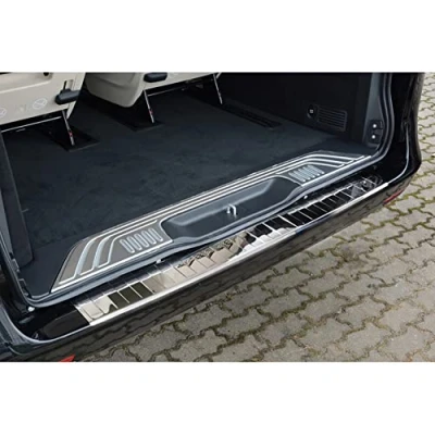 Image of Avisa 2/38004 Chrome Stainless Steel Rear Bumper Protector Compatible with Mercedes Vito/V Class 2014 &#039;Ribs&#039;, Silver
