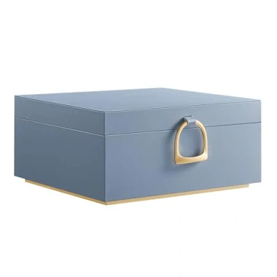 Image of SONGMICS JBC165Q01 2 Tier Jewellery Box with Handle, Removable Tray, Floating Effect, 20.5 x 24 11 cm, Gift Idea, Blue Fog