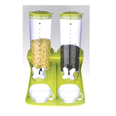Image of Dry Food Double Cereal Dispenser Box Container Machine Oatmeal,Nuts Resistant and Shatterproof