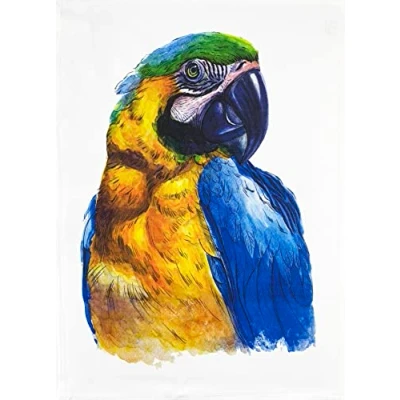 Image of Half a Donkey Portrait of Parrot Large Cotton Tea Towel