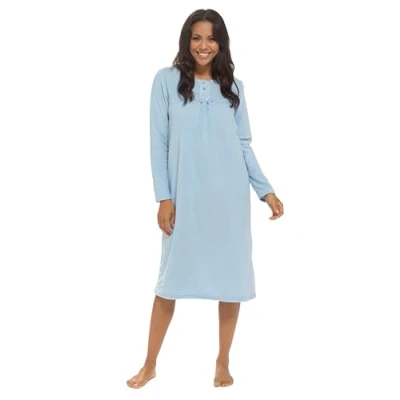 Image of INSIGNIA Womens Long Sleeve Winter Warm Nighties Nightdress Cosy Fleece (Blue, 18 20)