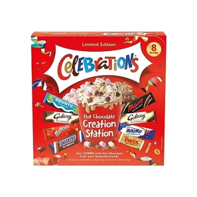 Image of Celebrations Hot Chocolate Creation Station Limited Edition Gift Set Featuring 8 Sachets &amp; 3 Toppings Create Your Own Experience Pack of 1