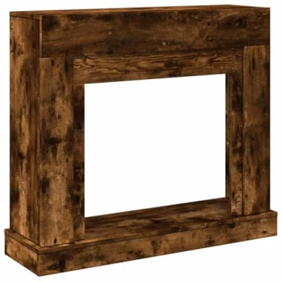 Image of vidaXL Fireplace Surround Fire Place Smoked Oak Engineered Wood Decorative Mantel for Electric Flame, 100x30x87.5 cm, Functional Shelf, Easy Maintenance
