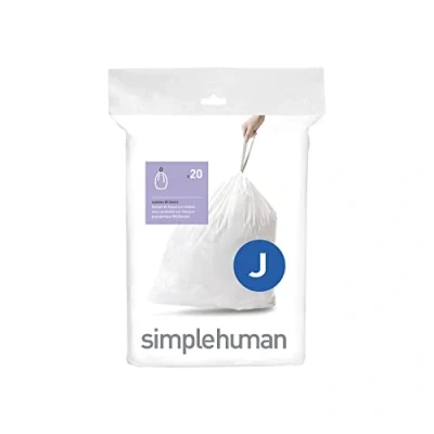 Image of simplehuman CW0169 code J Custom Fit Bin Liners, White Plastic (Pack of 20 Liners)