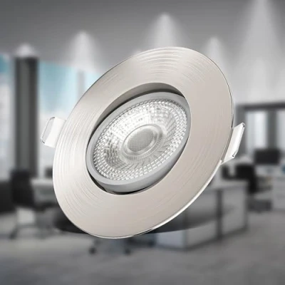 Image of B.K.Licht Set 6X LED Recessed Downlights 230V Adjustable, Dimmable, Downlight, Ceiling Spotlight, Lights, Spotlights, 68mm Cutout, 90X24 mm, Nickel Matt Colour