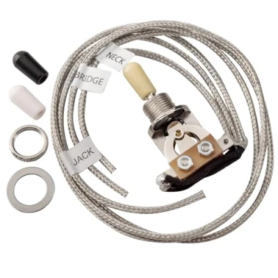 Image of Musiclily Pro Pre wired 3 Way Toggle Switch Pickup Selector Soldered with Metal Braided Wires for Epiphone LP Style Electric Guitar, Nickel