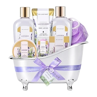 Image of Spa Luxetique Pamper Gifts for Women, 8pcs Lavender Bath Set Women Gifts, with Bubble Bath, Body Lotion, Relaxing Birthday Mothers Day Christmas
