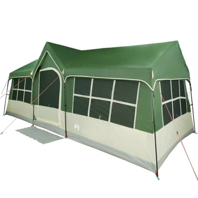 Image of vidaXL Green 12 Person Collapsible Polyester Camping Tent Durable, Spacious, Weather Resistant, Easy Setup