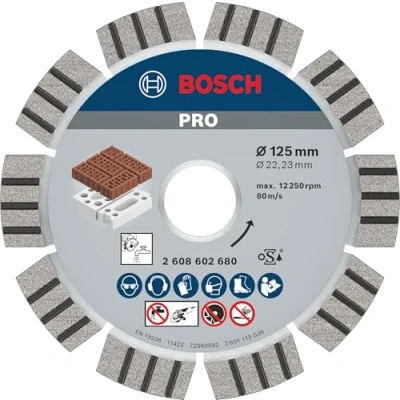Image of Bosch 1x PRO Abrasive Diamond Cutting Disc for Small Angle Grinders (for Lime and sand bricks, Brick, Ø 125 mm, Professional Accessory Grinder)